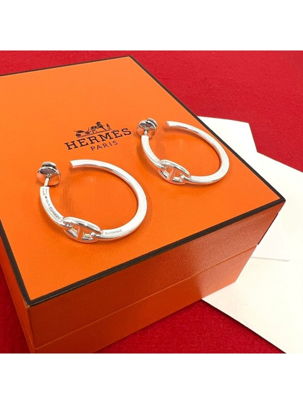 Hermes Chaine D'ancre Hoop Earrings 925 Sterling Silver